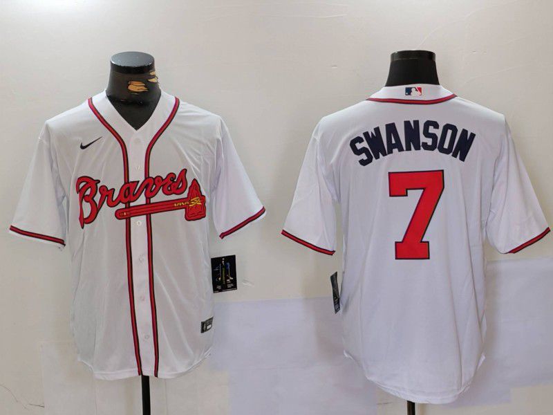 Men Atlanta Braves #7 Swanson White Game 2024 Nike MLB Jersey style 3->green bay packers->NFL Jersey